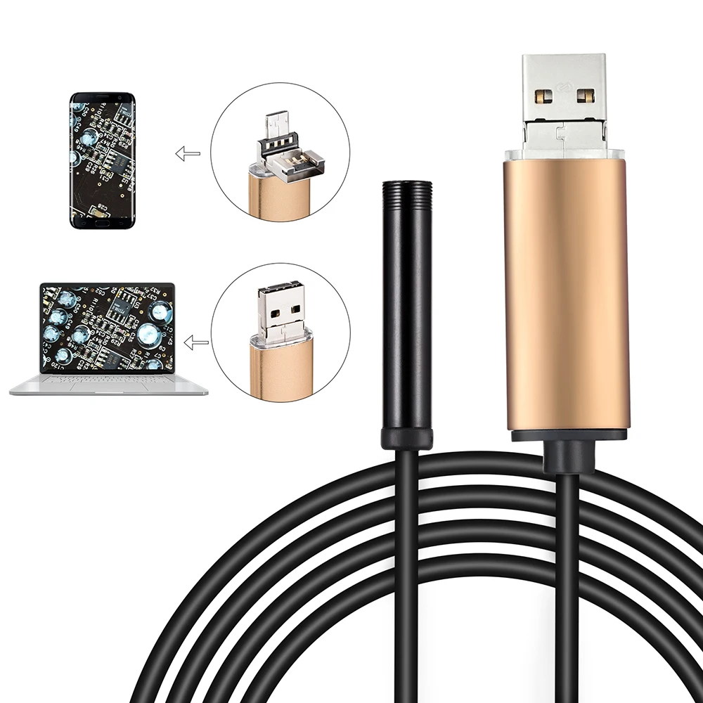 7 мм объектив 1 м 2 м 5 м кабель Android OTG USB эндоскоп камера Гибкая Змея USB труба осмотр смартфон бороскоп камера