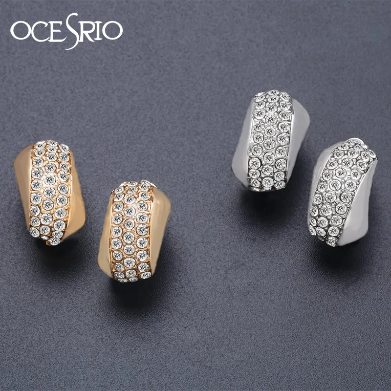 Crystal Non Pierced Clip On Earrings For Woman Gold Sliver Bride No Cuff Wedding Party Fashion Jewelry ers-q47 | Украшения и