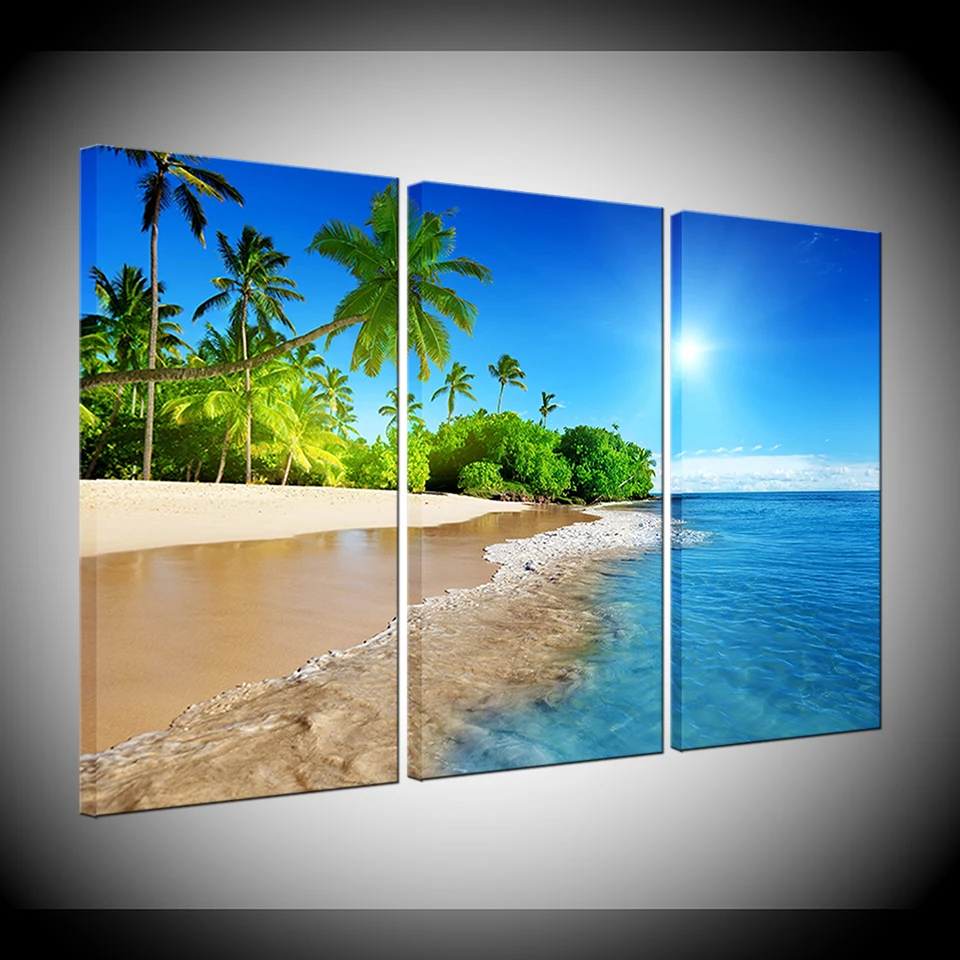 3 шт. морской пляж Кокосовая роща дерево холст картина постер печать домашний