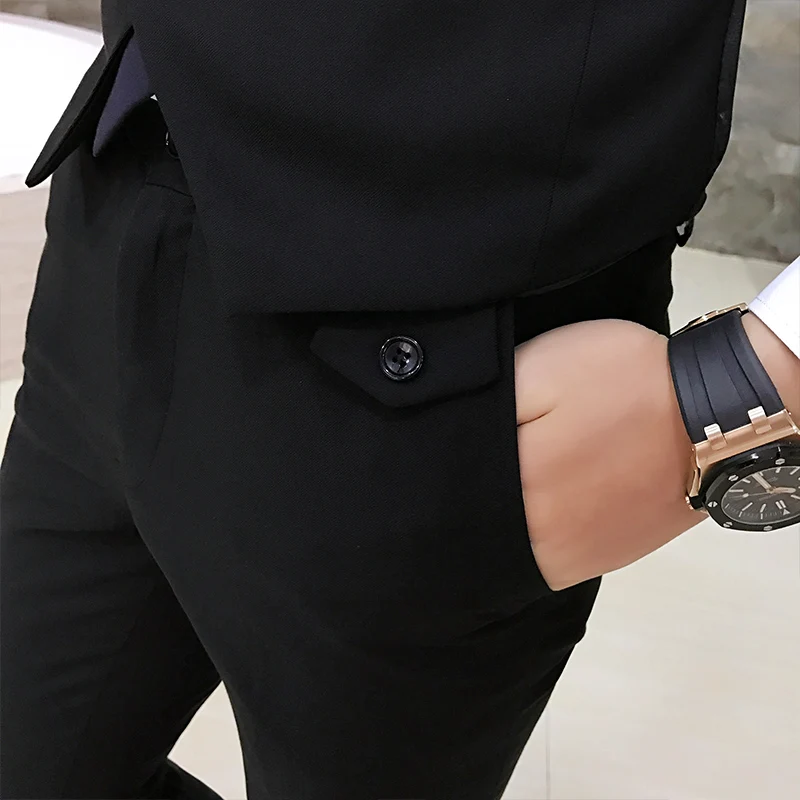 

Classic Slim Solid Color Dress Pants Boutique Men's Slim Casual Office Pants Men's Straight Long Men's Trousers Formal Suit Pant