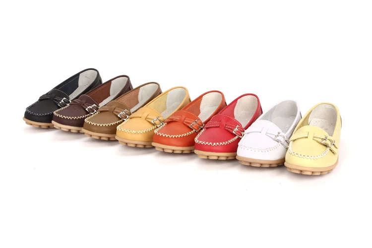 Женские туфли из натуральной кожи на плоской подошве|loafers slip on|buckle loaferswomens shoes flats |