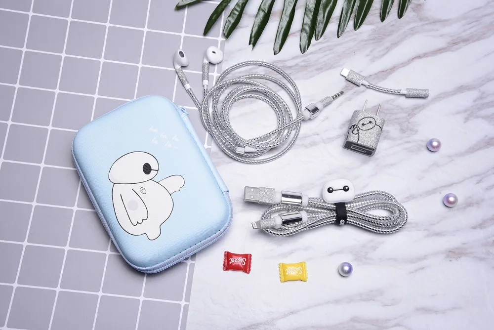 1,5 м милый мультфильм USB кабель наушники протектор набор с кабелем Стикеры для намотки Спиральный шнур протектор для iphone 5 6 6s 7 8plus