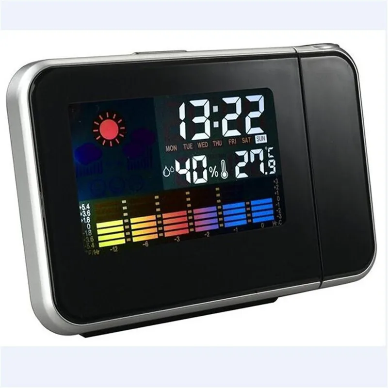 Projection Desktop Alarm Clock Digital Date Snooze luminous Backlight Projector Table Led With Time calendar humidity | Дом и сад