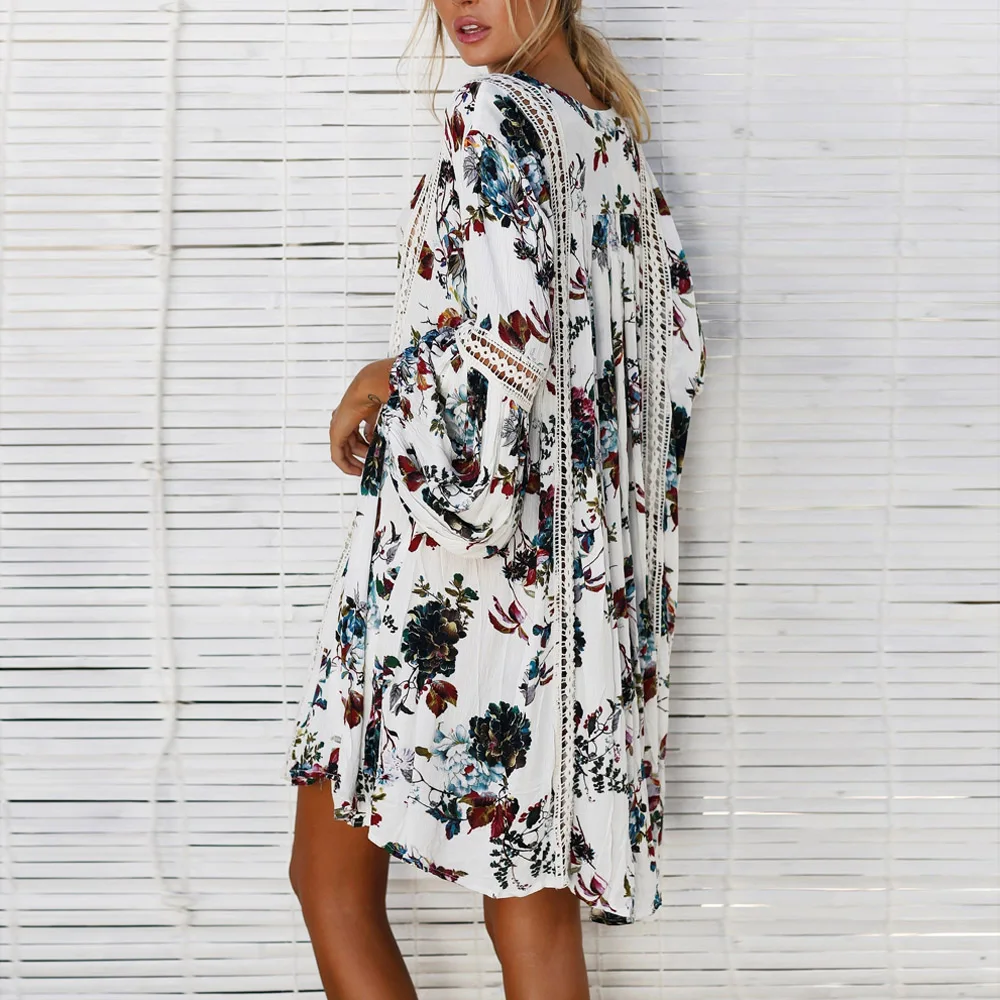 Женское повседневное длинное платье рубашка без рукавов в стиле бохо летнее