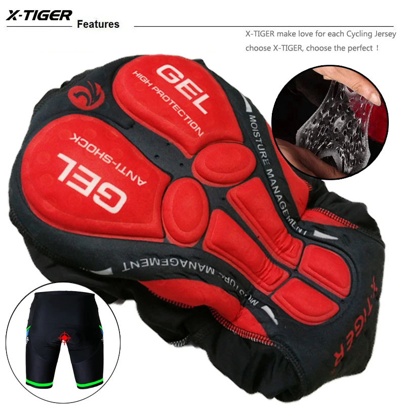 Велосипедные шорты X Tiger велосипедные 100% лайкра 5D гелевые с защитой от пота