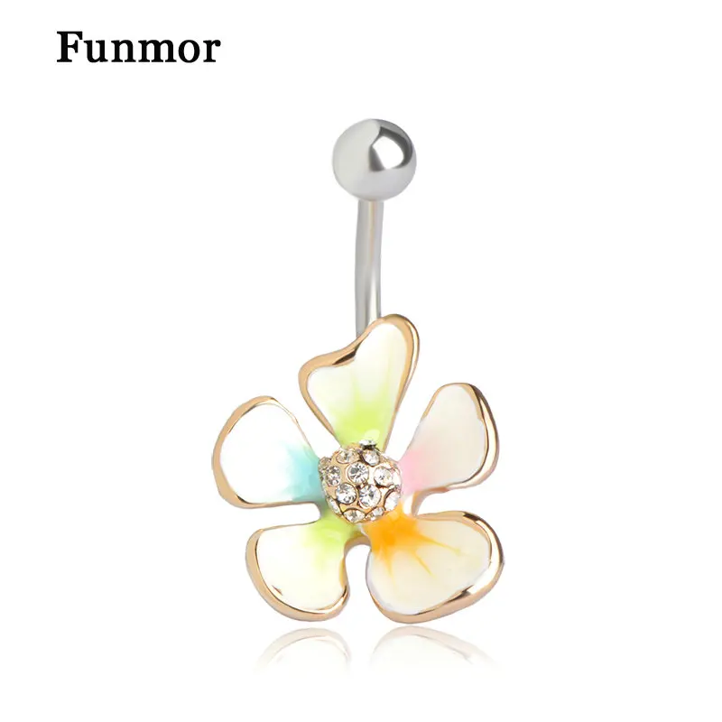 Funmor оптовая продажа 6 шт. элегантные цветочные кольца для пупка эмаль пирсинг