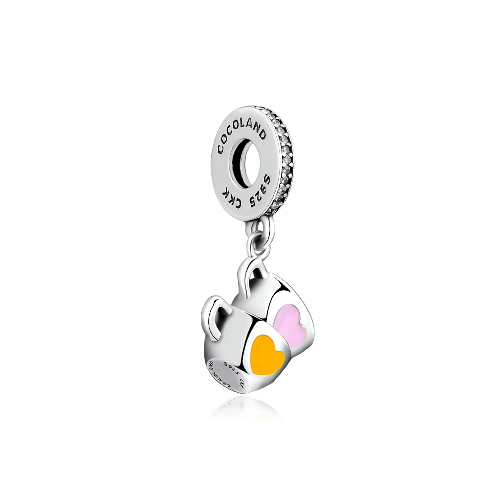 Fits for Pandora Bracelets Sweet Tea Cup Dangle Charms 100% 925 Sterling Silver Jewelry Beads with Clear CZ Free Shipping | Украшения и