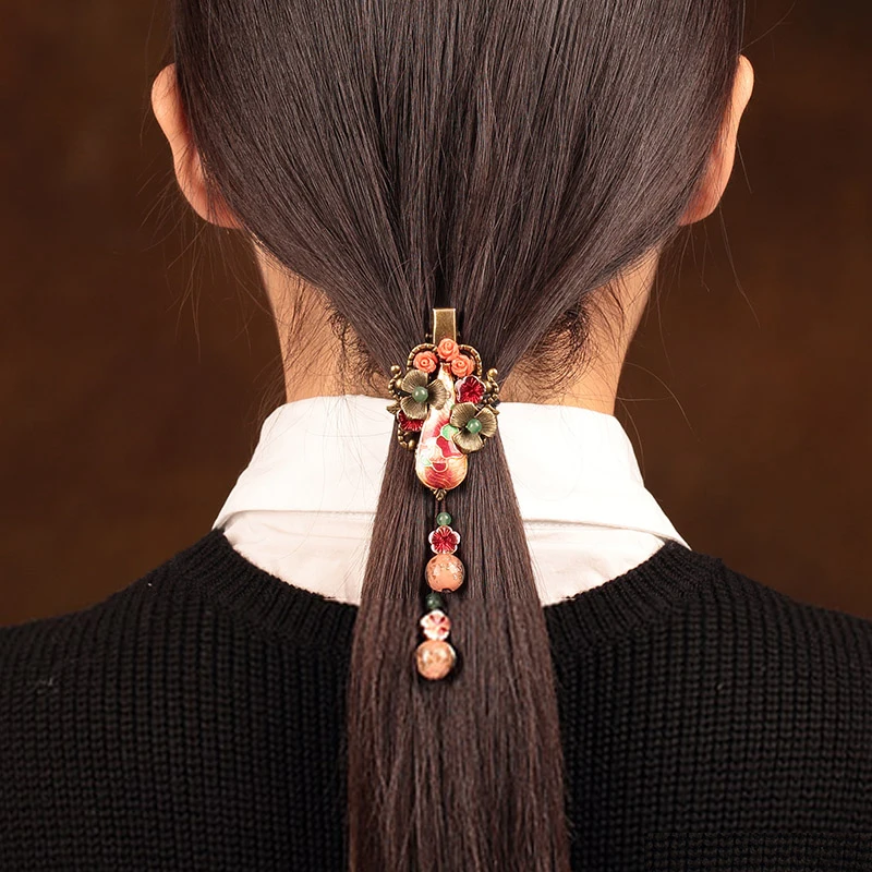 Заколка для волос с резным орнаментом женская аксессуар на голову в стиле ретро