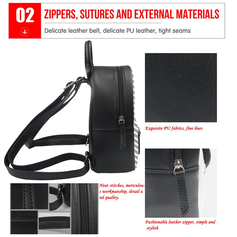 Женский кожаный рюкзак с принтом Лабрадора черный школьный мини-рюкзак на плечо