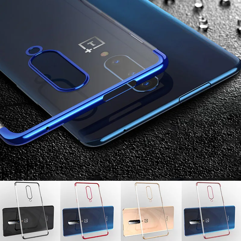 Transparent TPU Case For Oneplus 7 Pro 6T 5T 5 Soft Cover Silicone Plating Bumper Protective Phone Capa One plus |
