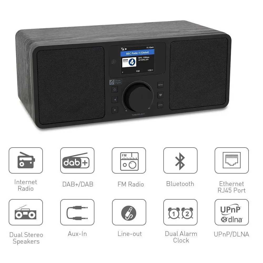 WiFi/DAB+/FM/UPnP/DLNA радио океан цифровой WR230S Интернет Ethernet RJ45 стерео колонки Aux в линии с Bluetooth