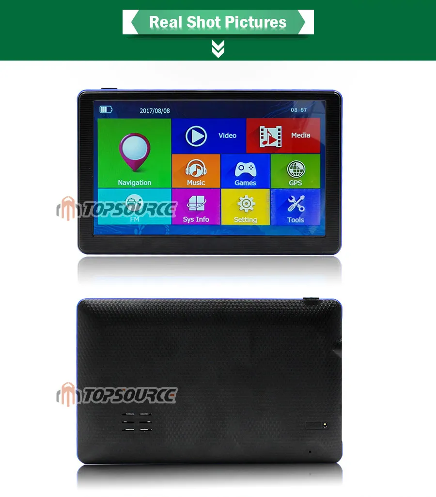 TOPSOURCE HD 7 ''портативный Автомобильный gps навигатор Win CE6.0 FM 8 ГБ 800 МГц карта для Европы/США+ Канада пожизненные карты и дорожные карты