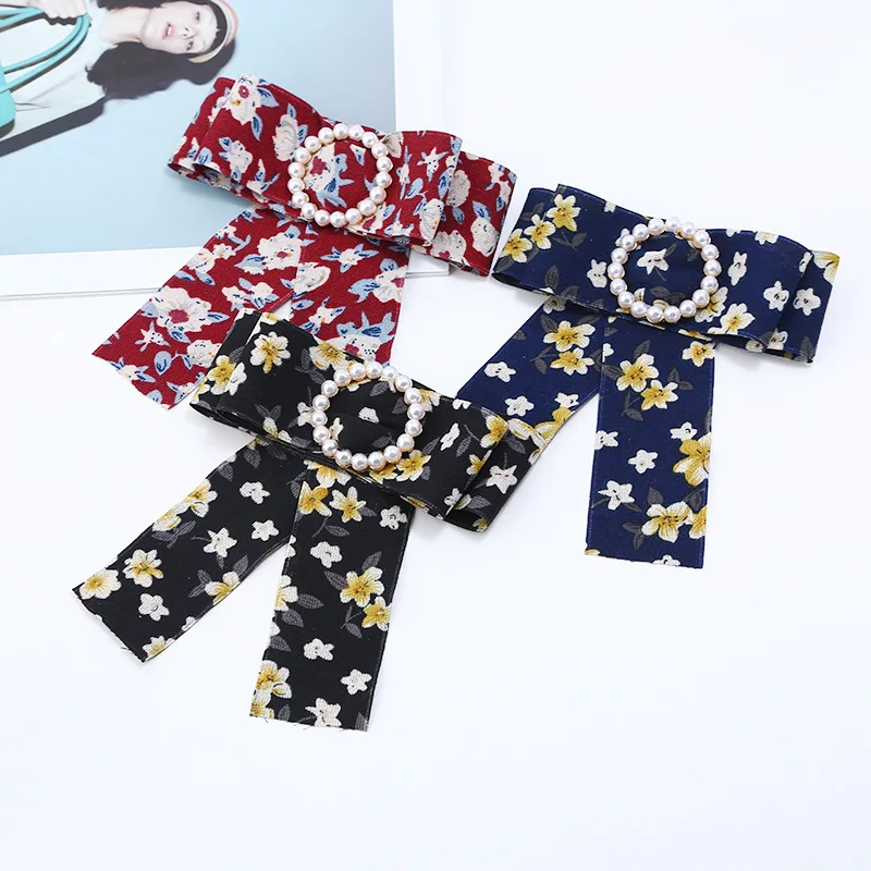 Новинка Корейская Милая ткань цветочный принт галстук-бабочка длинный большой