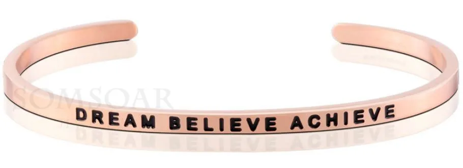Somsoar ювелирные изделия C Форма браслет Выгравированный &quotDREAM BELIEVE reach&quot