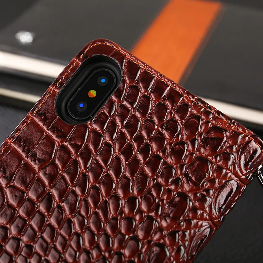 Funelego Крокодиловая Кожа PU чехол для телефона iPhone 6S 7 8 Plus с отделением карт кошелек X