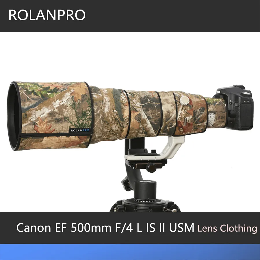 

Линзы rolanpro, камуфляжный дождевик для Canon EF 500 мм F/4 L IS II USM, защитный чехол для объектива, одежда из хлопка SLR