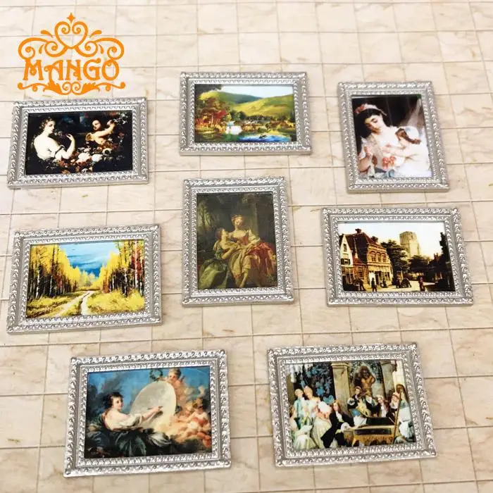 

8Pcs 1:12 dollhouse miniature model toy props Mural painting art