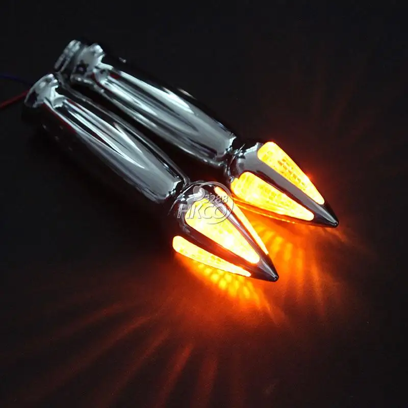 1 &quotХромированная Шипованная рукоятка мотоцикла с поворотниками Для Kawasaki Honda Yamaha