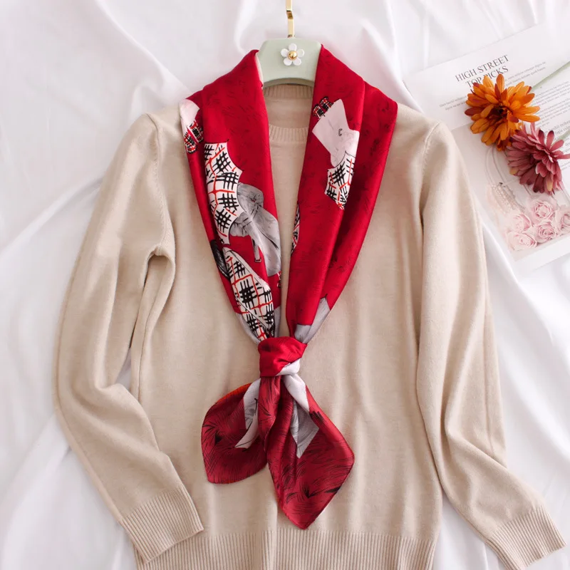 Женский квадратный шелковый шарф шифоновый длинный с цифровым принтом и