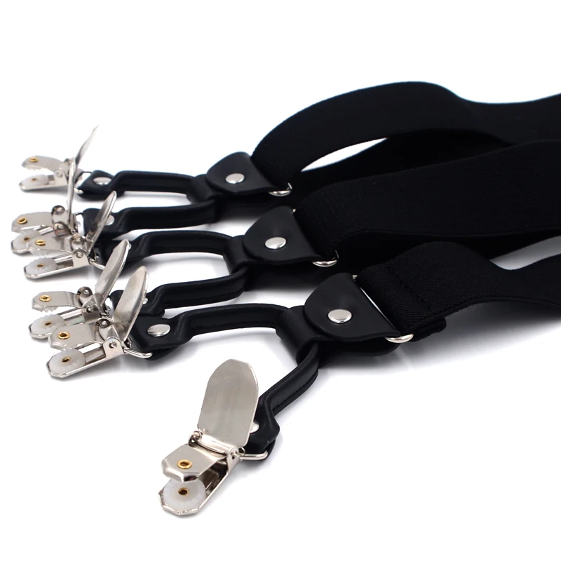 Подтяжки мужские кожаные черные винтажные повседневные 6 зажимов 3 5 х 120 см |