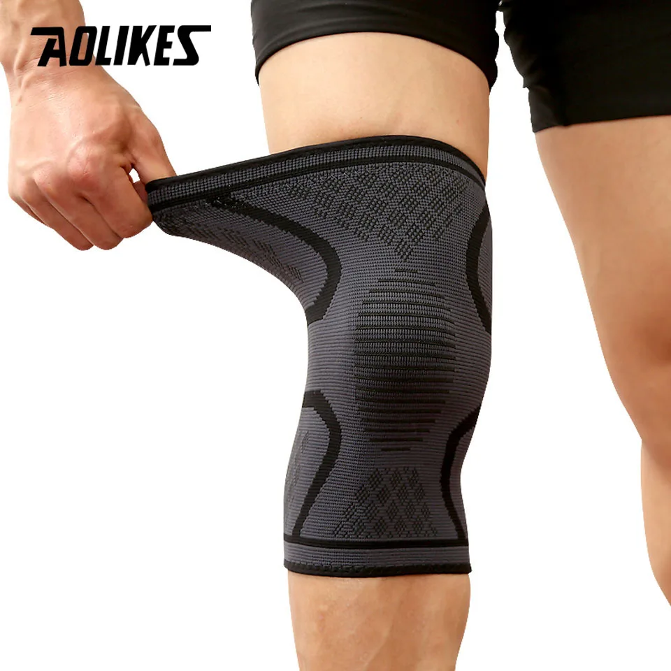 AOLIKES, 1 шт., для фитнеса, бега, велоспорта, поддержка колена, подтяжки, эластичный нейлон, спортивный компрессионный наколенник, рукав для баскетбола