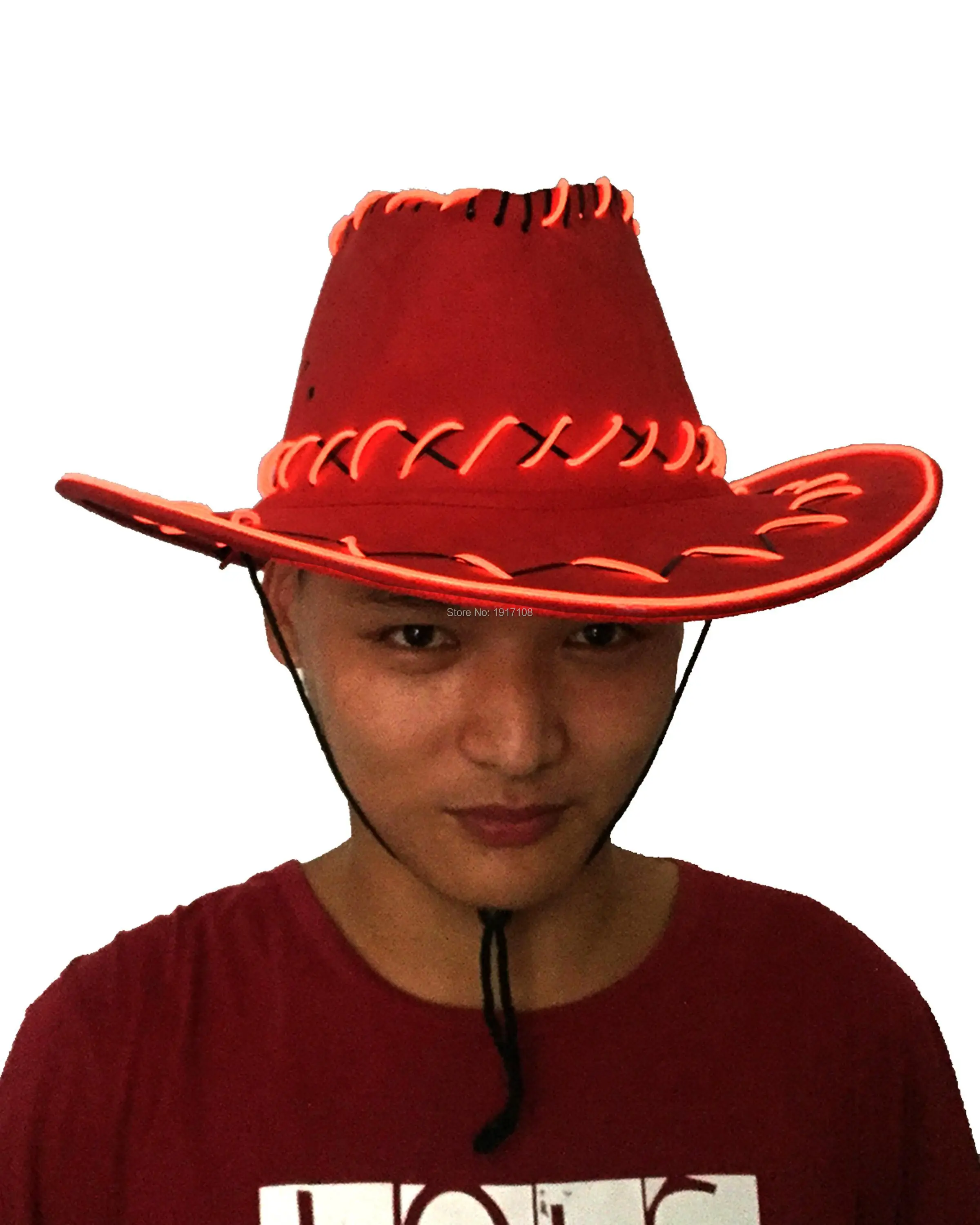 Wholesale 10 pcs Red Glowing Party Hat Lighting hat men Gift Cowboy Hats LED Cap For DJ Bar Wedding Decoration | Дом и сад