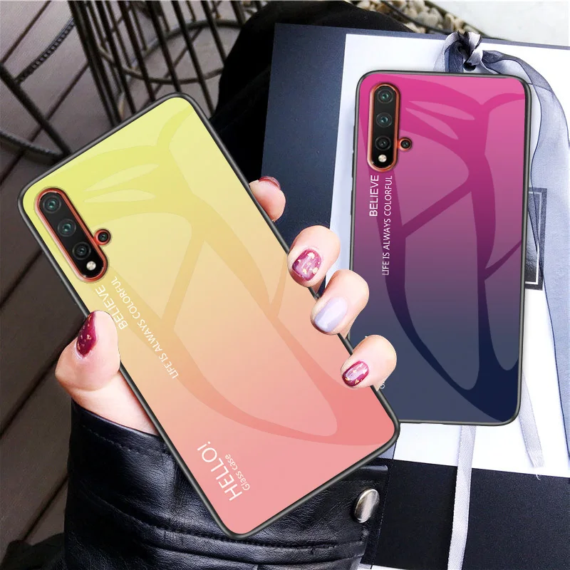 Роскошный чехол для huawei nova 5 Coque модный градиентный Тонкий телефона из