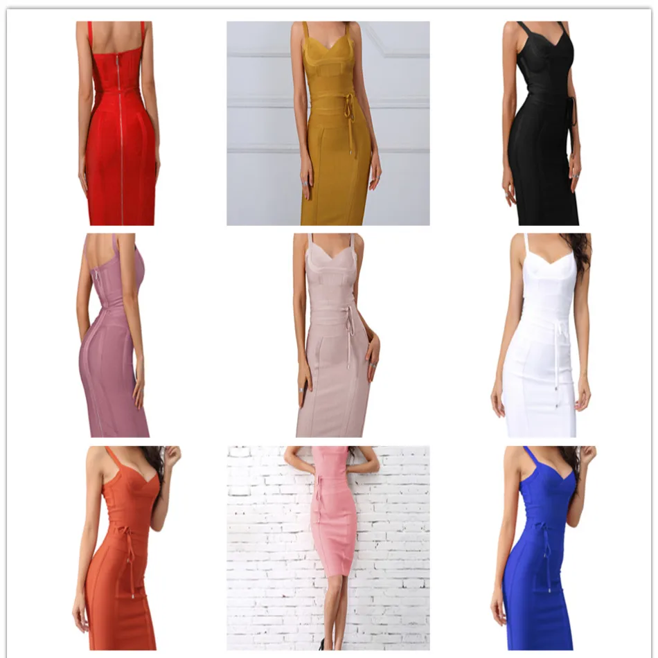 Dressbird Для женщин летние Бандажное облегающее для вечеринки платье Vestidos сексуальная V образным вырезом Спагетти ремень цвета — красный, синий, Черный знаменитости Клубное платье