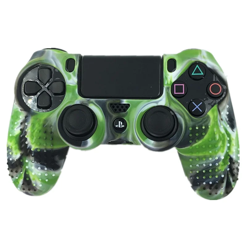 camo green 1 шт против скольжения силиконовая крышка кожи для sony Play Station Dualshock 4 PS4 Pro Slim контроллер беспроводной игровые аксессуары - Цвет: camo green