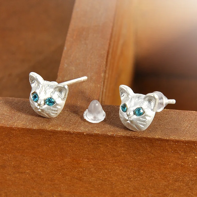 Женские серьги пусеты с кошачьими ушами винтажные дизайнерские золотистые и