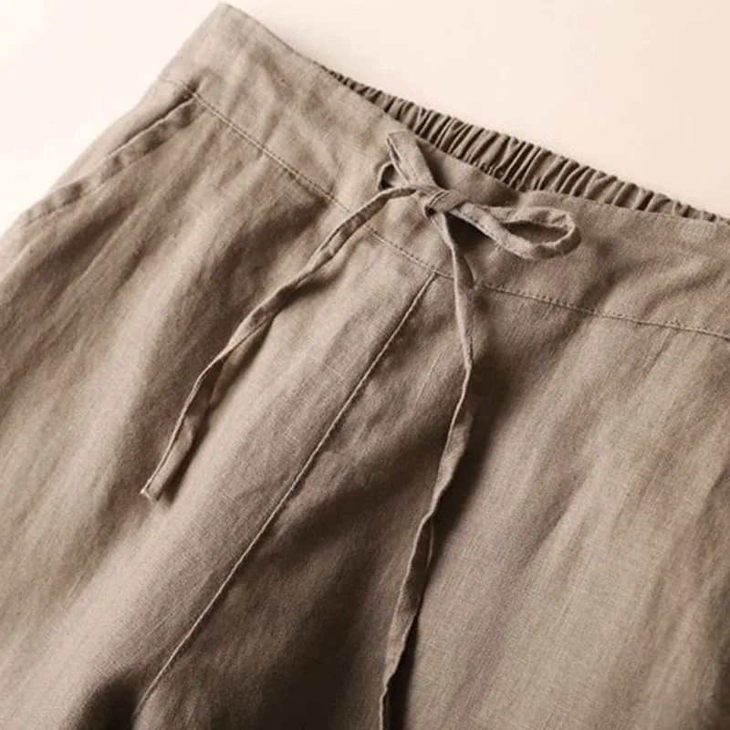 Женские льняные брюки, повседневные эластичные тонкие прямые брюки 3XL на весну и осень от AliExpress WW