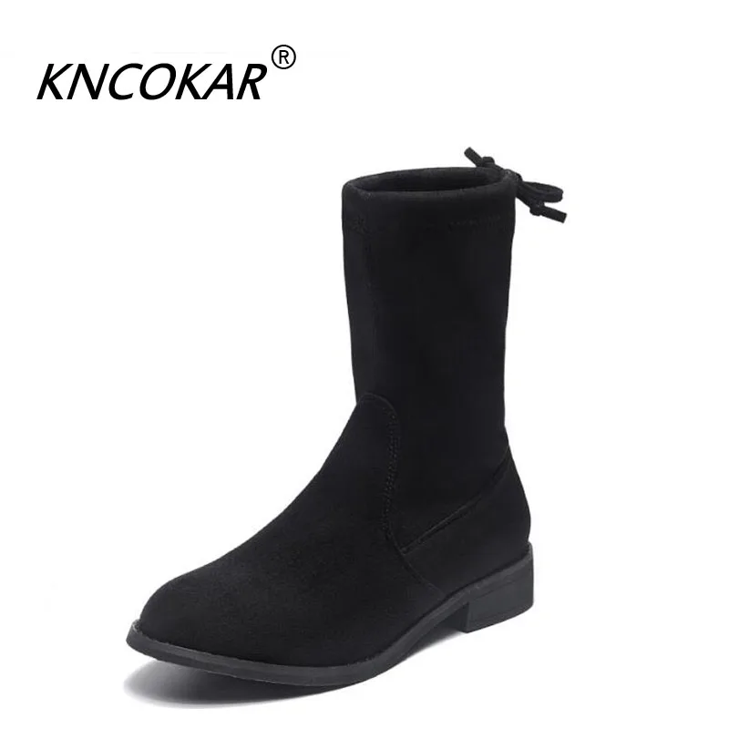 KNCOKAR/осенне зимние новые черные модные повседневные короткие ботинки Ботинки Martin