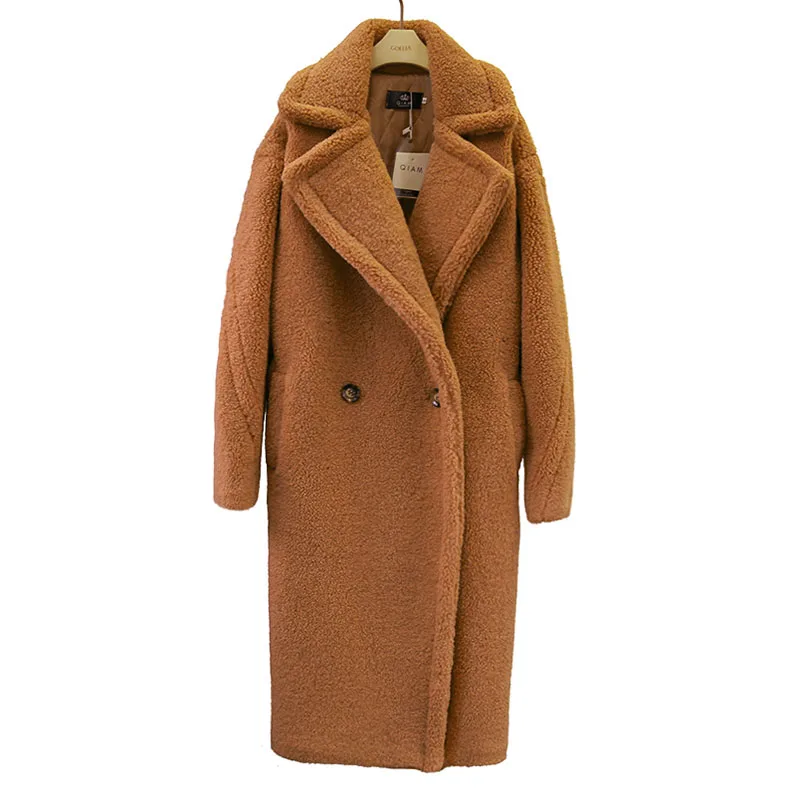 CAMEL Осень зима модное женское пальто из овечьей шерсти свободная Имитация кашемира Верхняя одежда с хлопковой подкладкой пальто 5 цветов WJ86 - Цвет: CAMEL