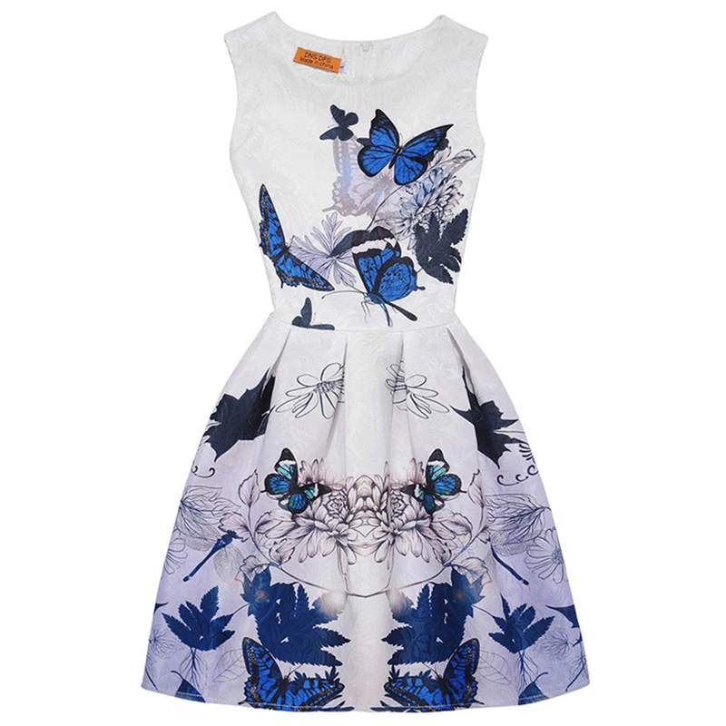 Summer Sleeveless Girl Dresses Tower Butterfly Flower Print Dress for Girls Fashion Children Vestidos Kids Clothes | Детская одежда и