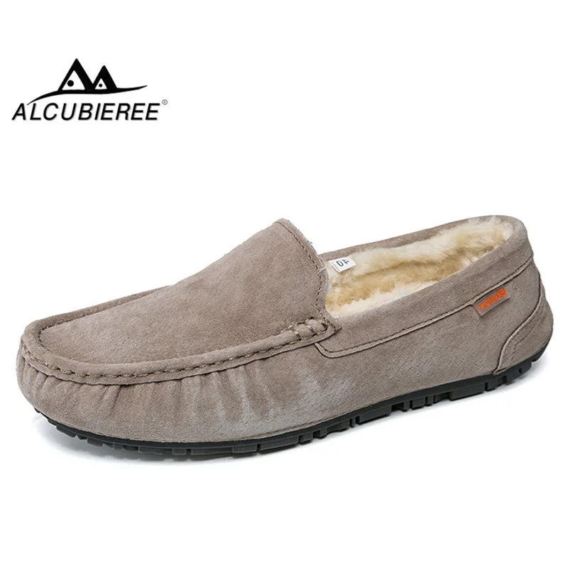 ALCUBIEREE мужские зимние теплые Мокасины Короткие Плюшевые Лоферы для мужчин