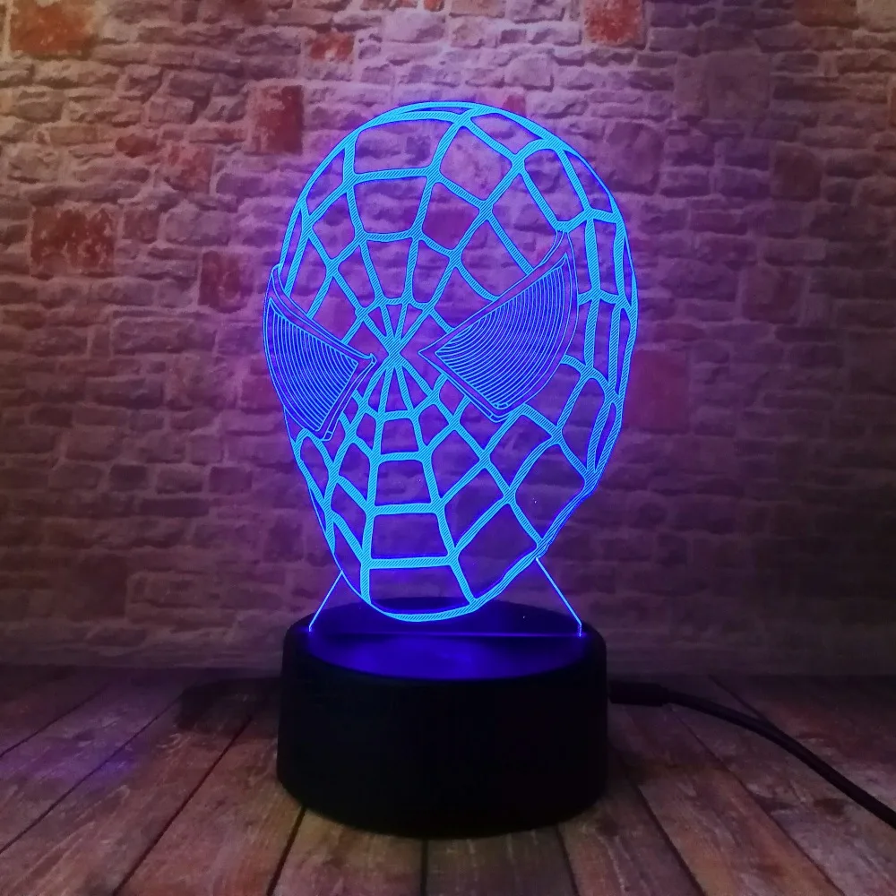 3D маска Marvel Hero Legends Человек-паук фигурка 7 цветной ночник светодиодный светильник