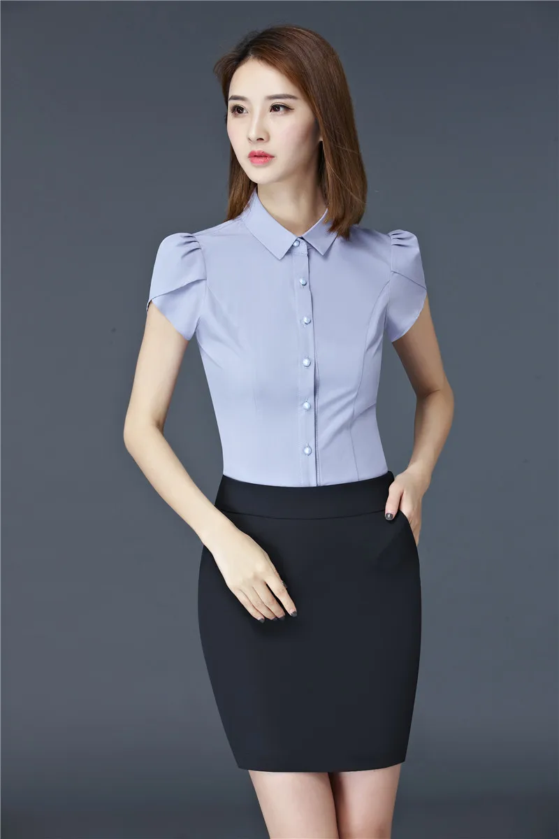 Летние шифоновые блузки с коротким рукавом размера плюс 4XL для деловой женщины