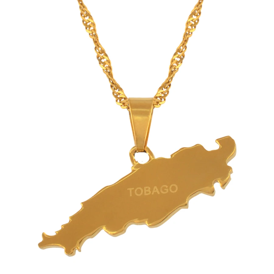 Ожерелье с подвеской в виде карты острова Тобаго золотого цвета для женщин и