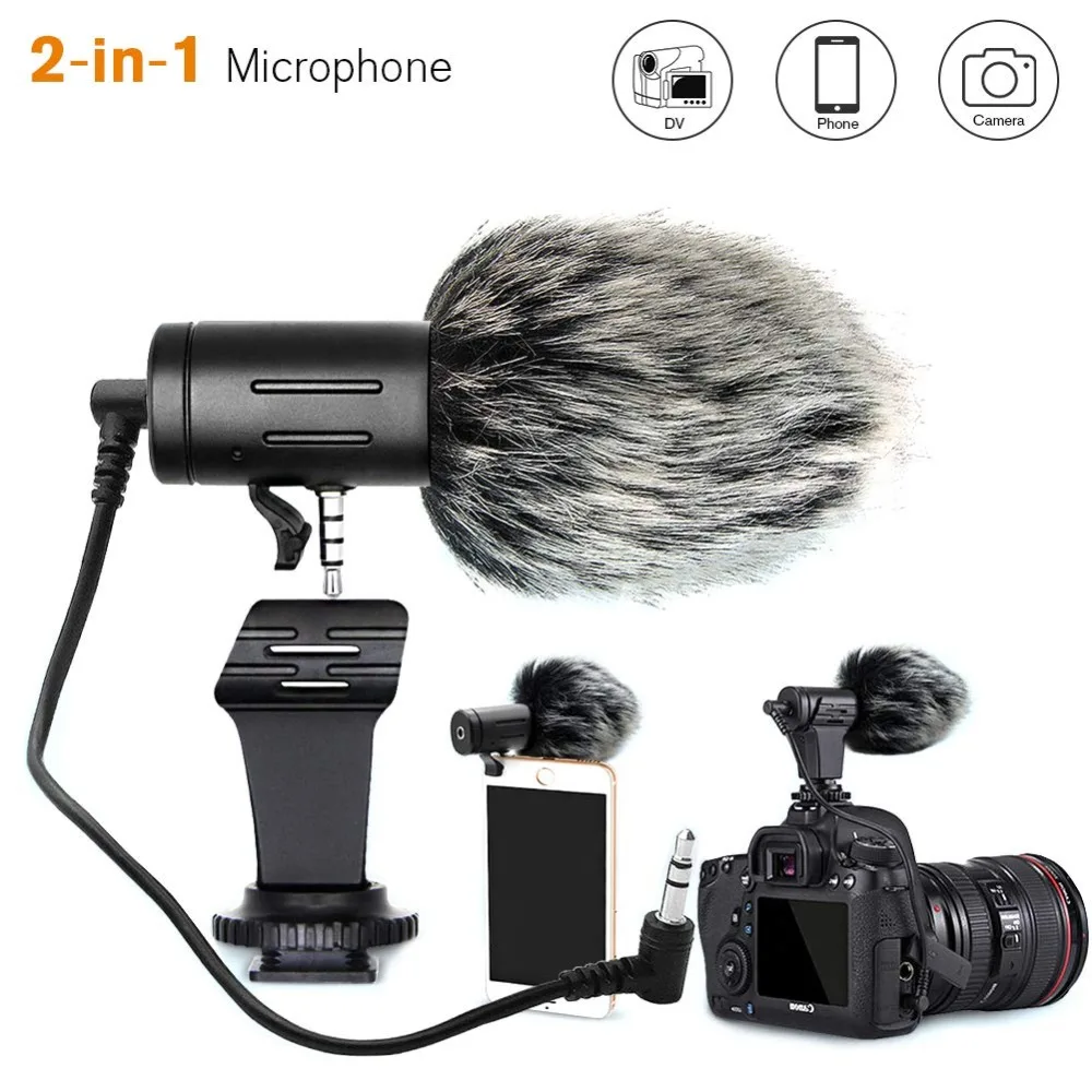 MIC-06 3,5 мм аудио кабель гиперкардиоидная видеокамера с микрофоном Vlog Запись микрофона штатив+ зажим для sony/Nikon DSLR камер