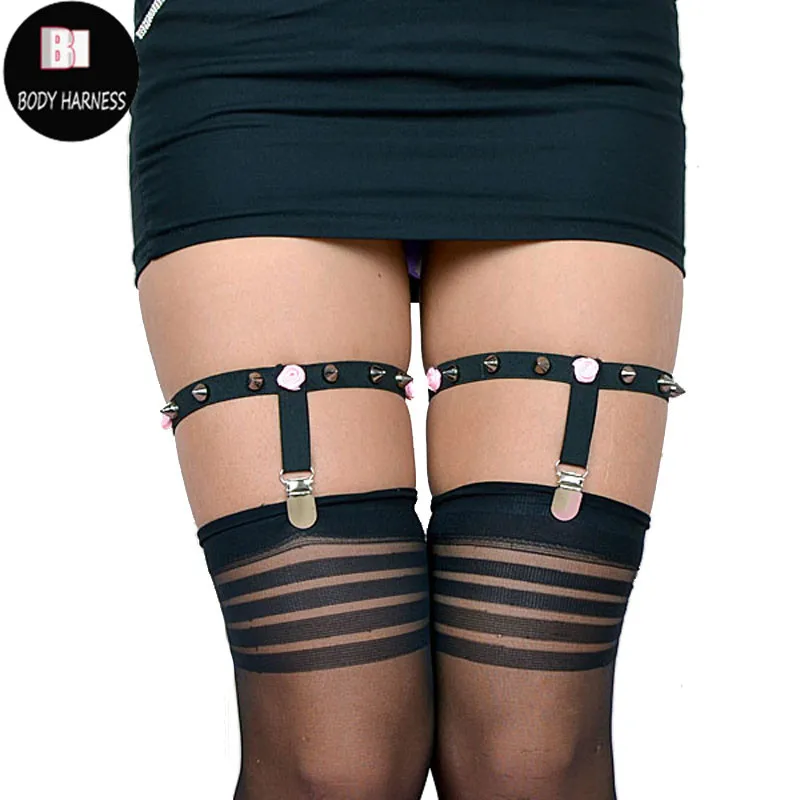 Черные подвязки для ног нижнее белье сексуальные эластичные фетиш чулки с