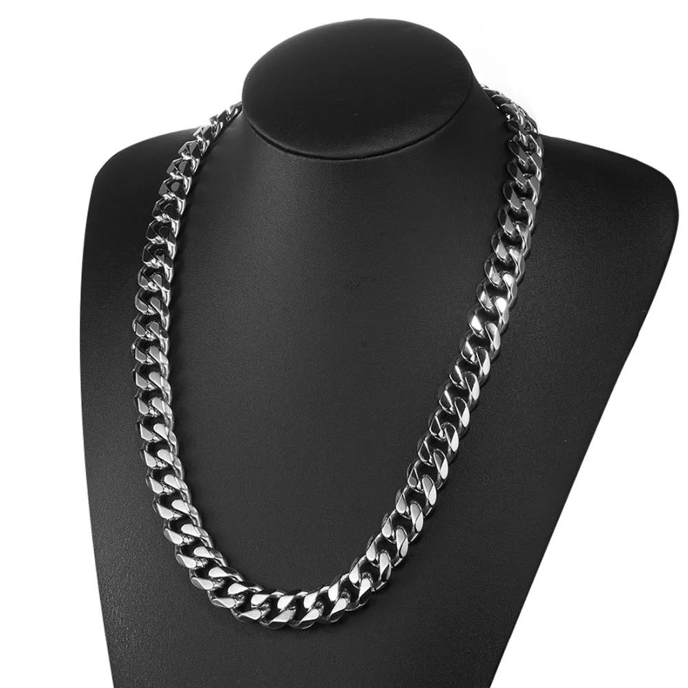 Цепочка мужская из нержавеющей стали колье серебряного цвета или браслет 15 мм