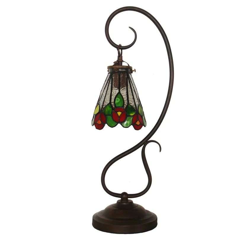 Фумат витражная настольная лампа Европейский винтажный цветочный Абажур