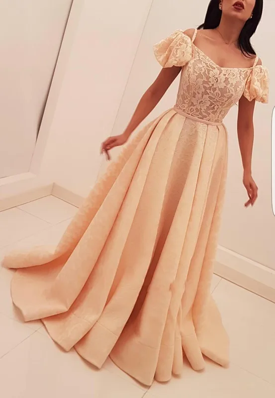 

Plus Size Muslim Evening Dresses A-line Spaghetti Straps Lace Islamic Dubai Saudi Arabic Long Evening Gown Prom Dress