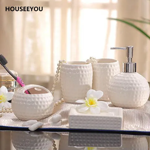 Фарфоровые наборы для ванной комнаты керамический дизайн с зернистой текстурой