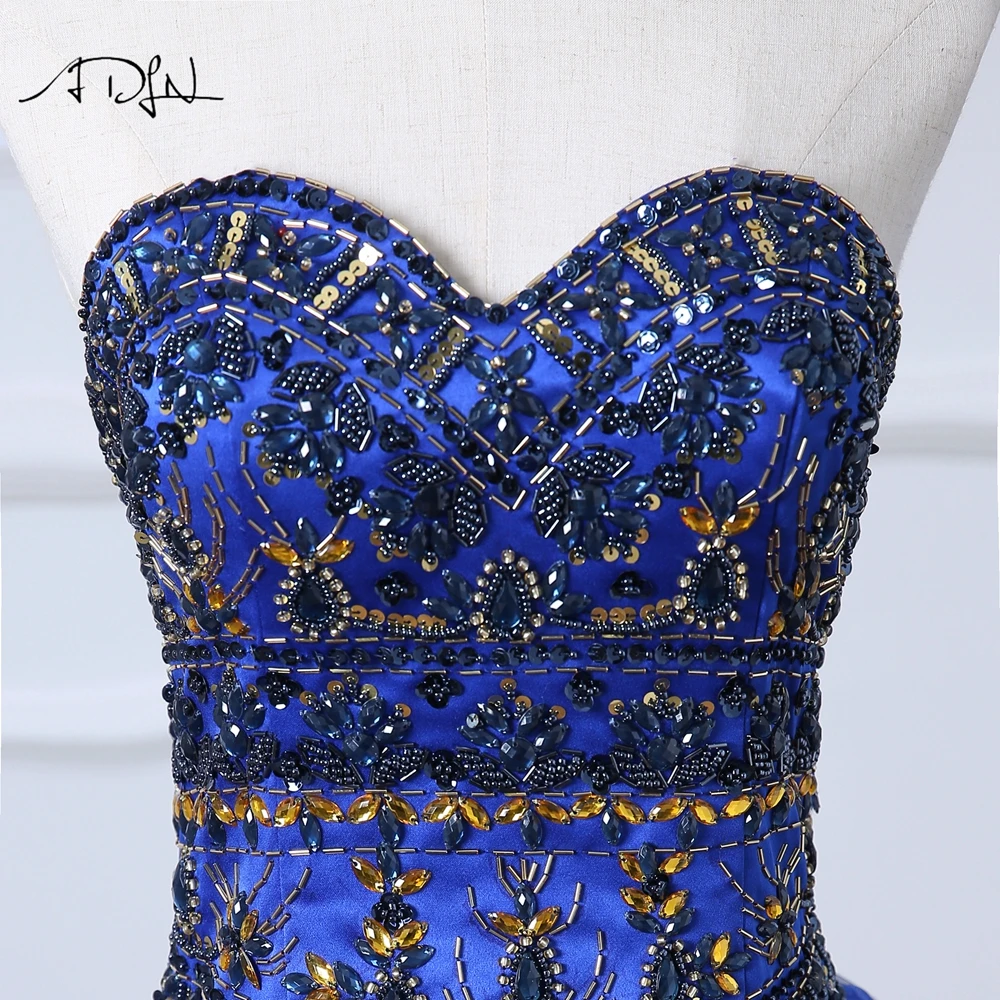 ADLN милый корсет королевский синий Quinceanera платья бальное платье Роскошные Стразы