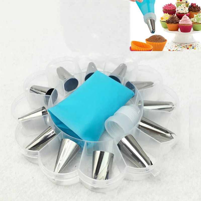 

14Pcs Icing Piping Cream Pastry Bag Nozzle Set DIY Cake Decorating Set Stainless Steel Nozzle Set With Collecting Storage