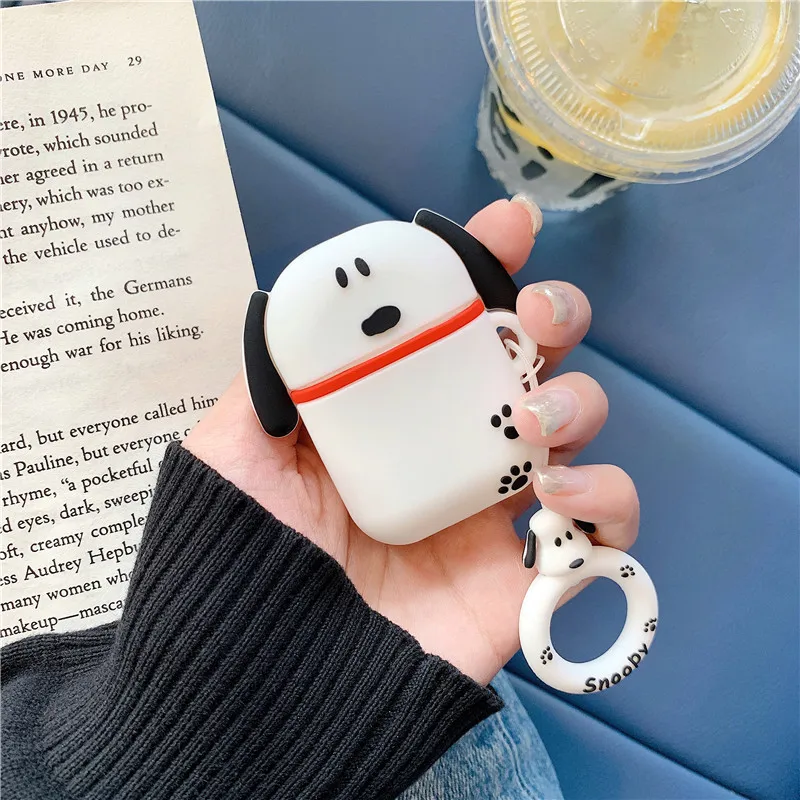 B Чехол для наушников с изображением щенка из мультфильма, Bluetooth, для Apple AirPods, силиконовый чехол для зарядки наушников s, для Airpods, Earpods, кольцевой ремешок, крышка - Цвет: B