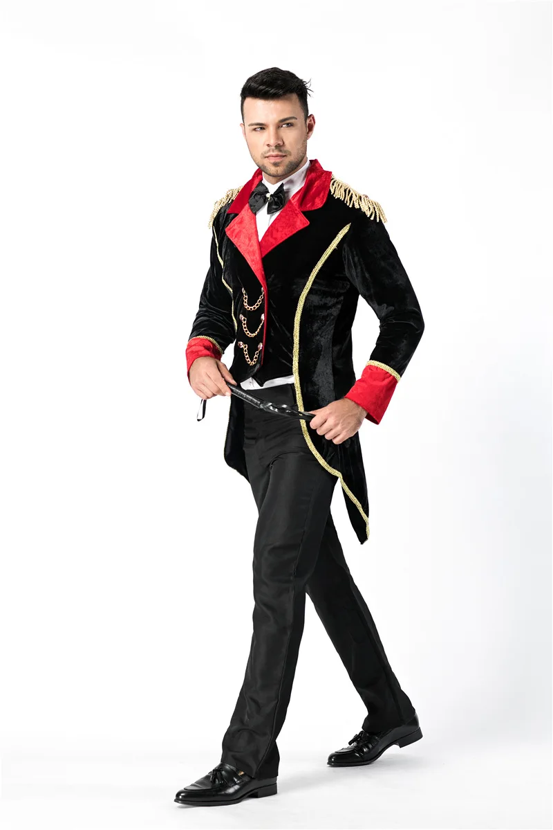 Ringmaster смокинг костюм для взрослых Мужской цирк Тамер волшебное шоу Одежда Фэнтези представление нарядное платье