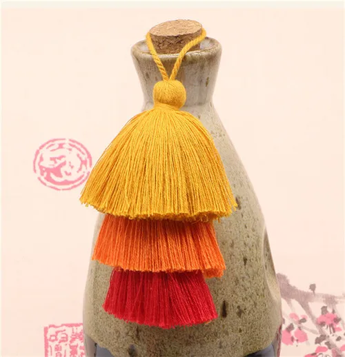 Yellow orange red Чистый хлопок кисточка 15 cm Смешанные Цвет трехслойный Подвесной Канат кисточка занавеска подвеска «сделай сам» одежда для дома бижутерия для декорирования 1 шт - Цвет: Yellow orange red