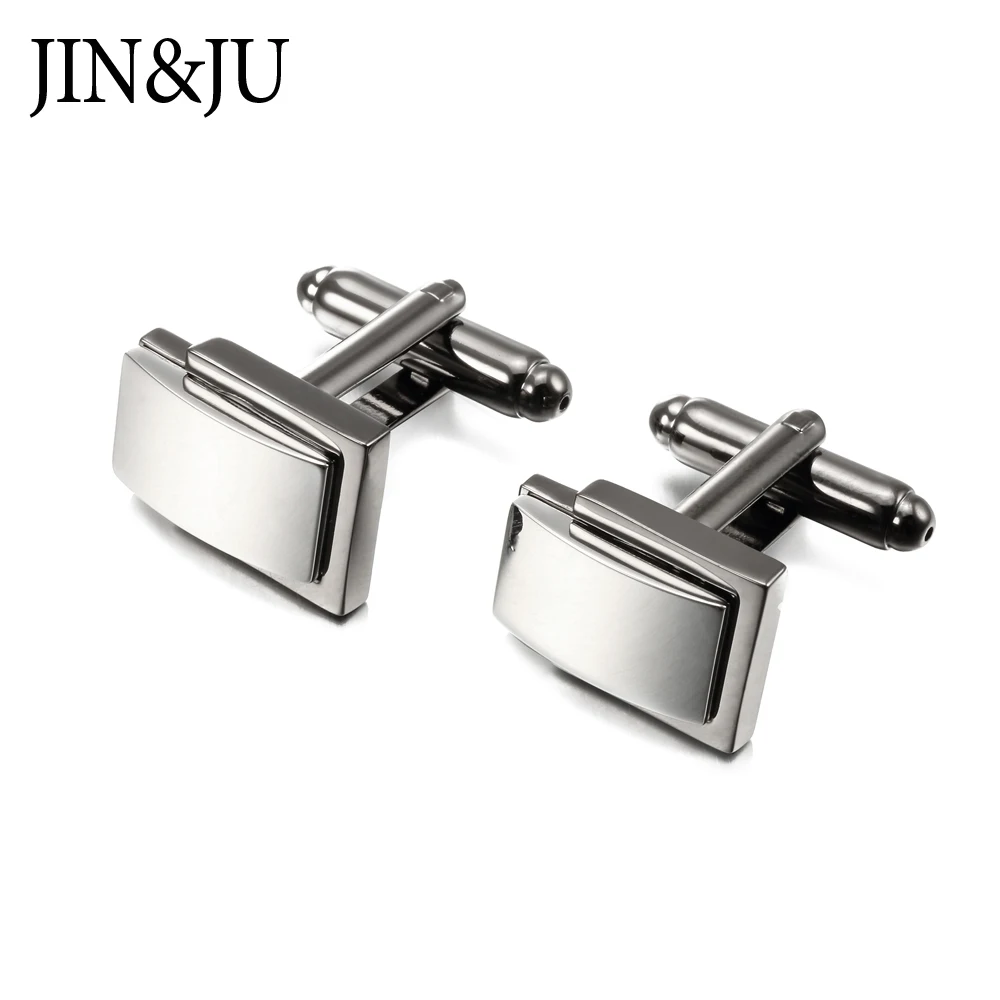 

JIN & JU Черные Квадратные запонки для мужчин, высокое качество, мужские ювелирные изделия с двойным покрытием, металлические запонки, мужские ...
